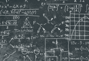 Complicated formula on a chalboard