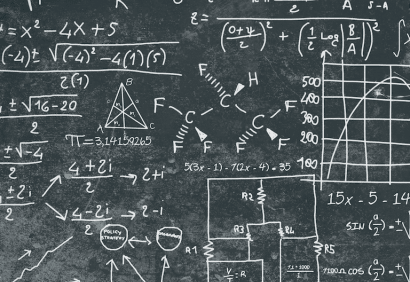 Complicated formula on a chalboard